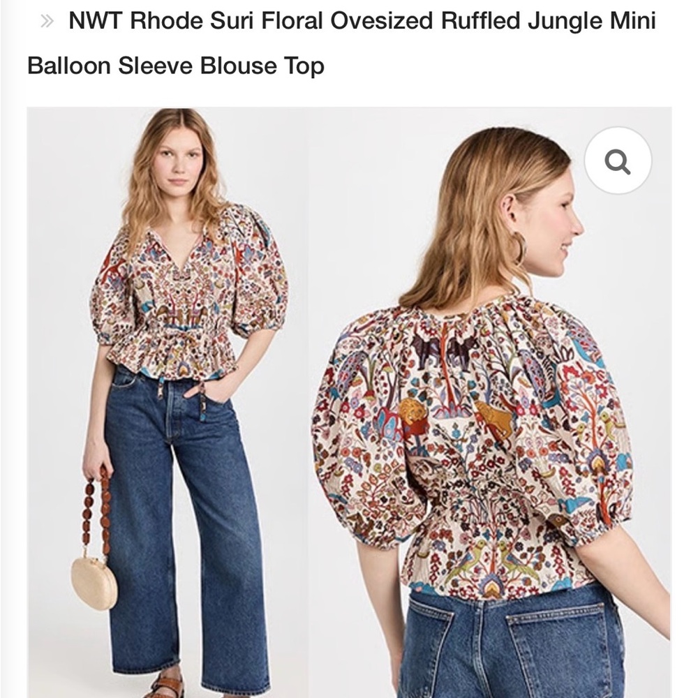 RHODE Multicolor Floral Balloon Sleeve Blouse